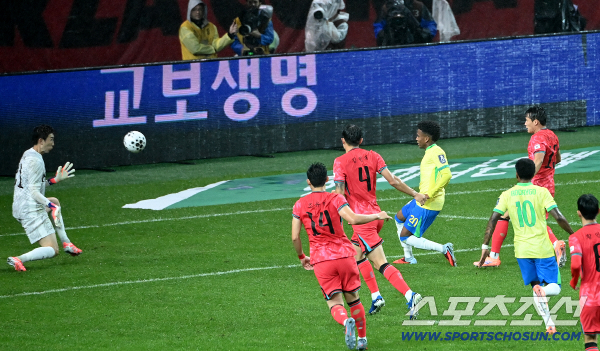 [브라질전 속보]13분만에 뚫린 홍명보호 스리백…브라질 이스테방 선제득점