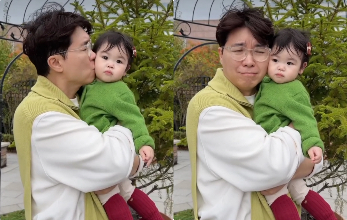 '56세 父' 박수홍, 똑닮은 1살 딸 안고 울컥 "사랑해요 재이야"