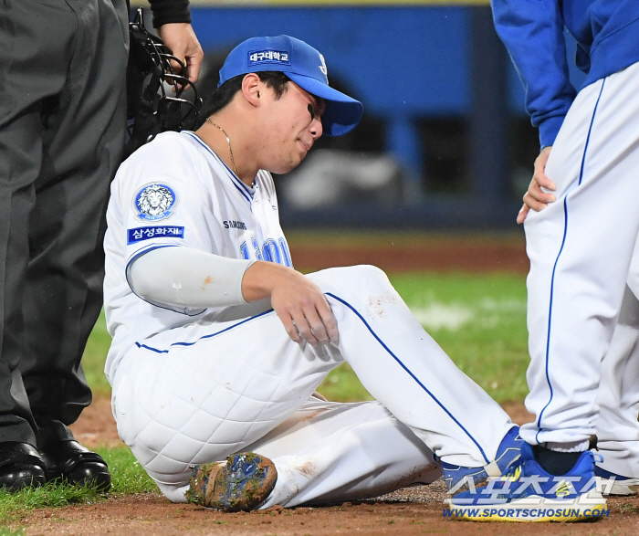 '이럴수가' 삼성 초대형 악재 터졌다, 김영웅 극심한 허리 통증 호소해 교체[준PO 현장]
