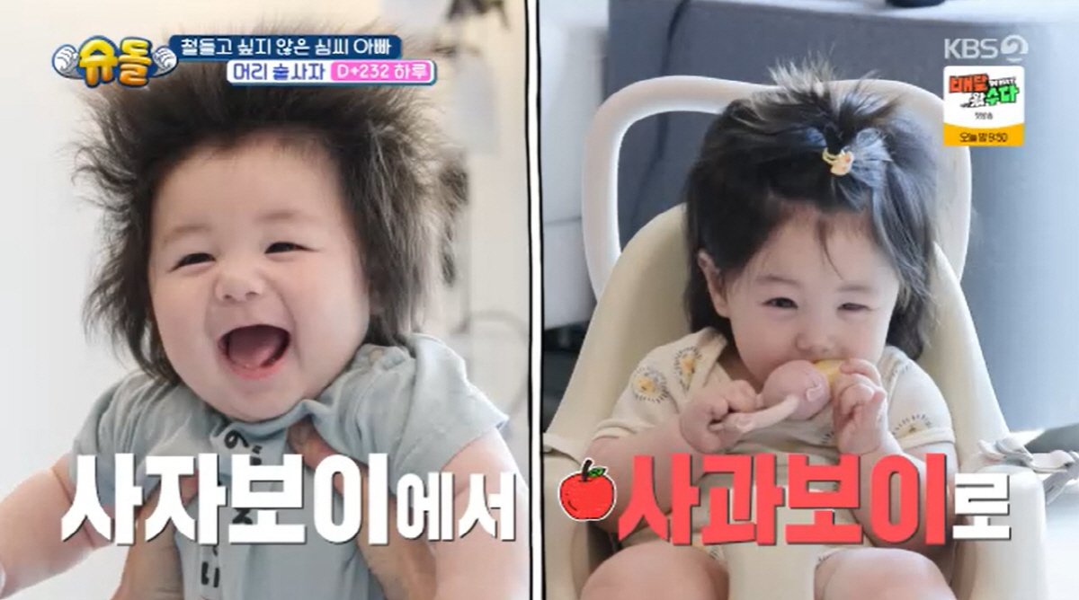 심형탁 子 하루, 사자머리서 사과머리로 변신 "서있던 머리 내려가"(슈돌…