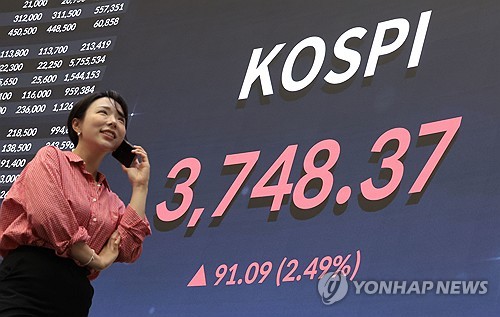 코스피, 한미협상 타결 기대 연일 최고가행진…3,750 눈앞 마감(종합)