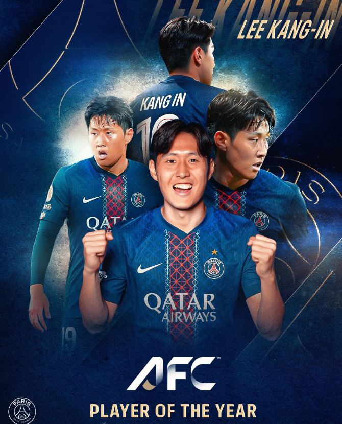 '절친' 日 구보 위에 이강인→PSG도 감격, 사상 첫 AFC 올해의 국…