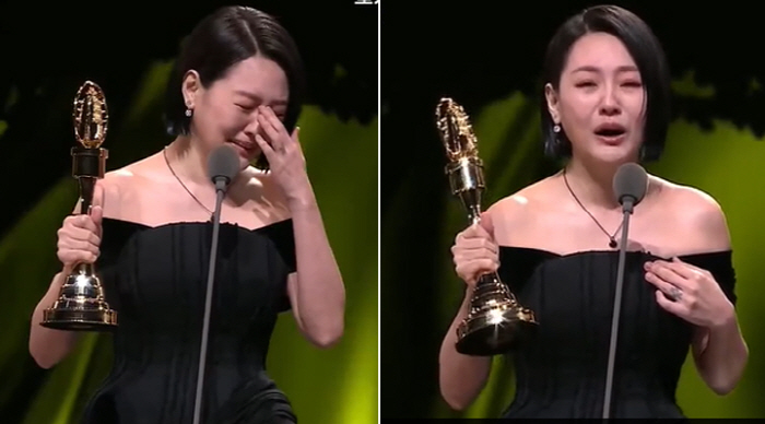 '구준엽 처제' 눈물의 수상 소감 "母 가슴에 구멍, 언니 사진 옆에 상…