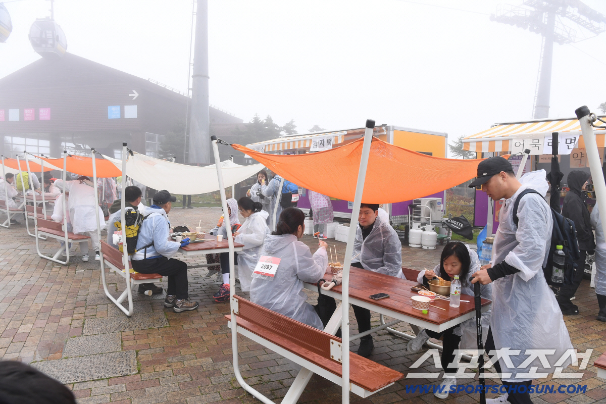 [포토] 하이원 하늘숲길 트레킹 페스티벌, 구름 속에서 맛보는 라면맛
