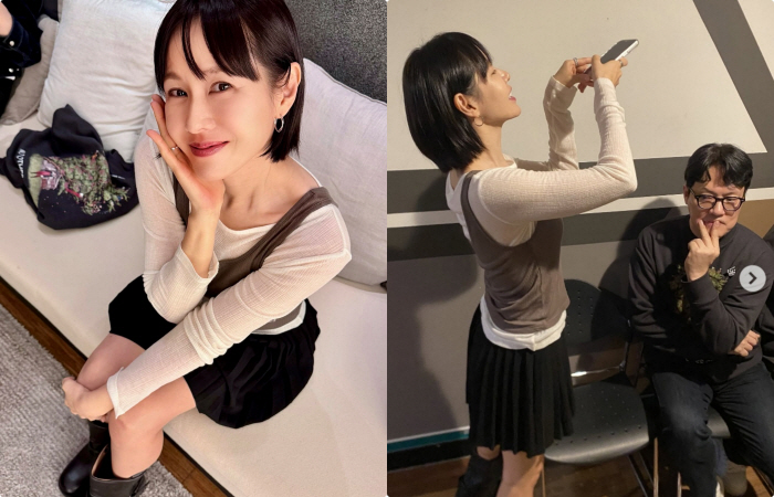 '현빈♥'손예진, 단발로 회춘하더니 MZ샷도 척척 "쉬는시간에 이러고 놀아요"