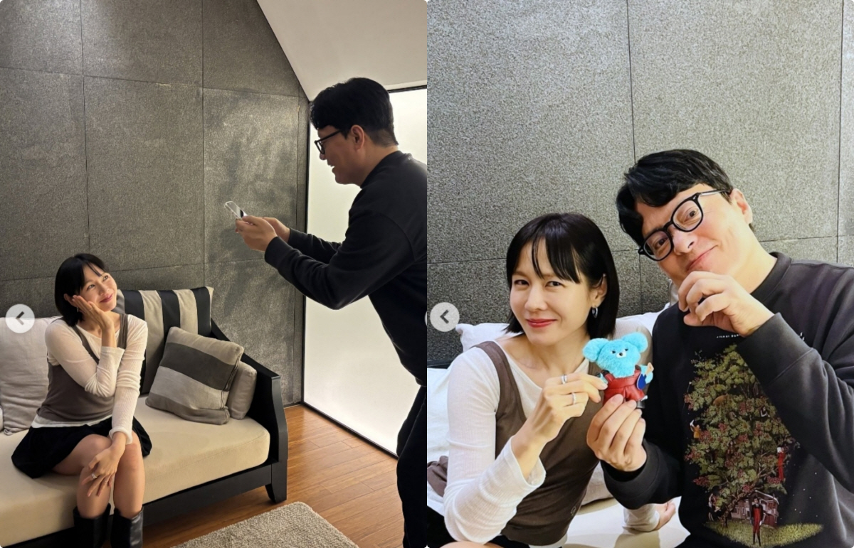 '현빈♥'손예진, 단발로 회춘하더니 MZ샷도 척척 "쉬는시간에 이러고 놀…