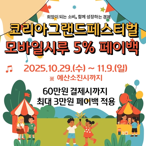 시흥시, '코리아 그랜드 페스티벌' 참여…시흥화폐 결제 시 5％ 페이백 진행