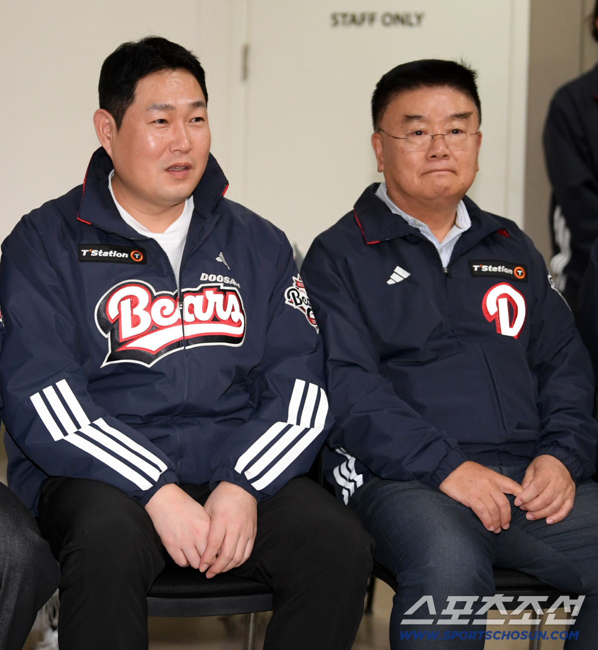 [포토] 양의지-김태룡 단장 '김원형 감독 취임식 참석'