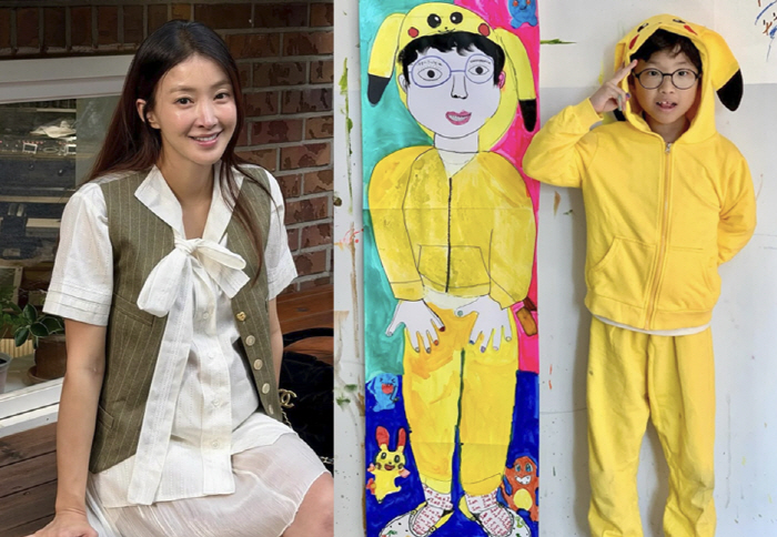 '둘째 임신' 이시영, 자식 농사 대박났네...8세子, 수준급 그림 실력…