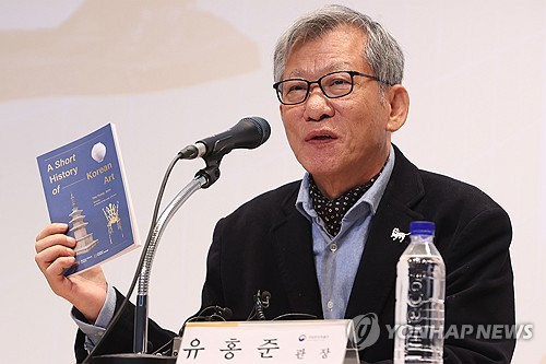 (서울=연합뉴스) 강민지 기자 = 유홍준 국립중앙박물관 관장이 28일 서울 용산구 국립중앙박물관에서 기자간담회를 하고 있다. 2025.10.28 mjkang@yna.co.kr