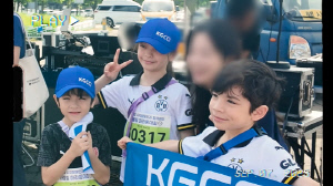 안나, '암극복' 후 ♥박주호 삼남매와 마라톤 참가 