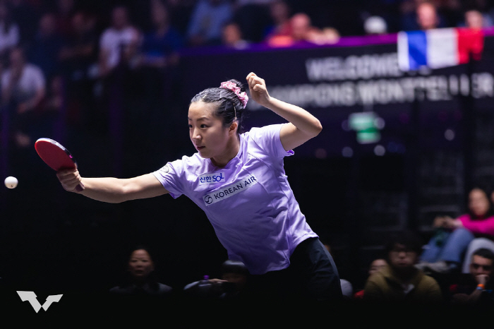 '몽펠리에 大인기'신유빈,'안티러버'獨에이스 빈터에 1대4패,결승행 불발…