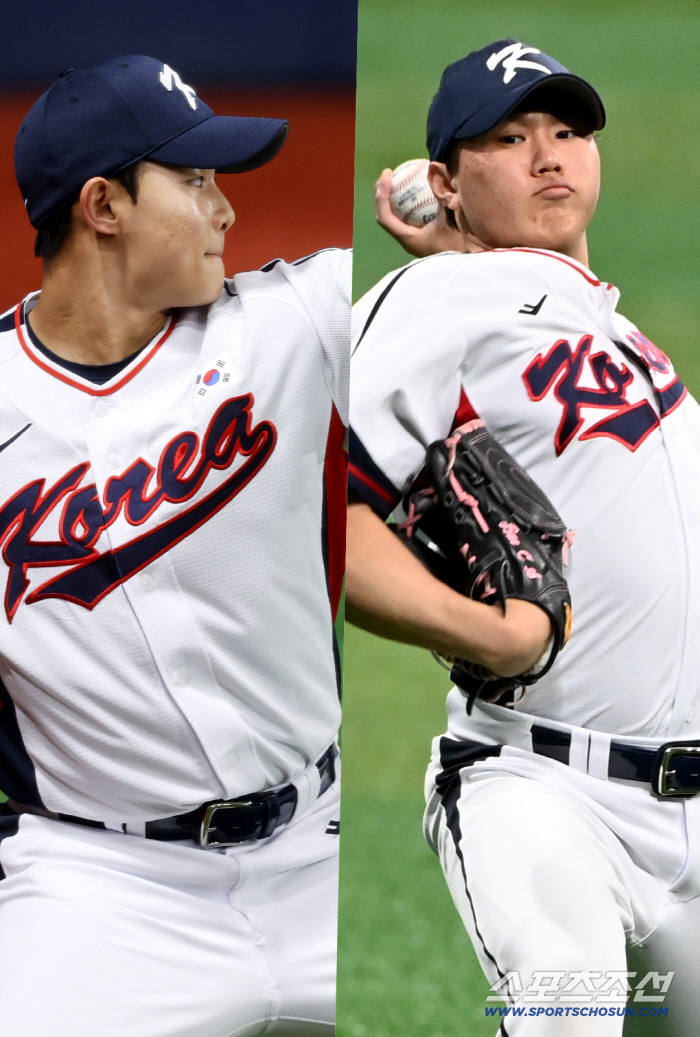 '파이어볼러 루키' 태극마크 달았다. 김영우-배찬승, 대표팀 불펜 책임질 루키들의 캐치볼
