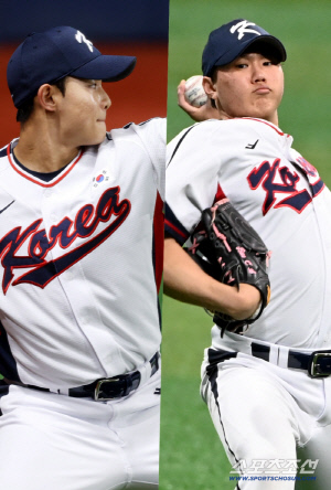 '파이어볼러 루키' 태극마크 달았다. 김영우-배찬승, 대표팀 불펜 책임질 루키들의 캐치볼[고척 현장]