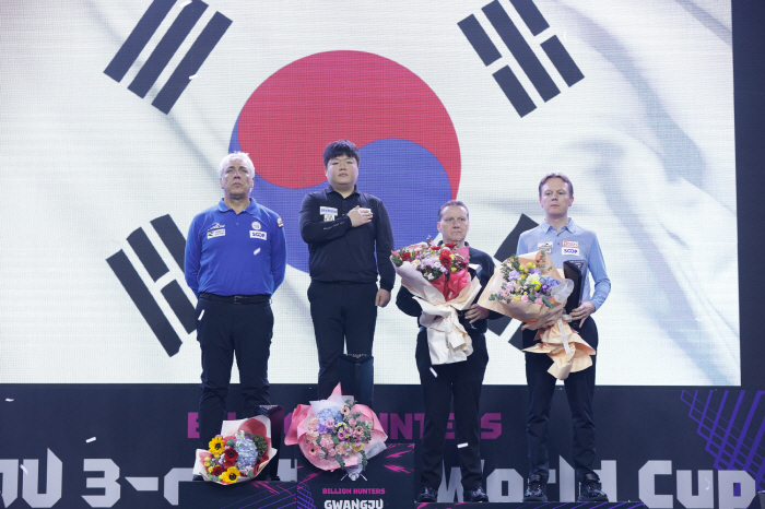 '대한민국 1위가 바로 세계 최강이다!' 한국 3쿠션 에이스 조명우, 세계 강호 꺾고 광주 세계3쿠션당구월드컵 우승. 세계랭킹 1위 복귀