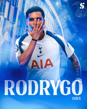 호드리구 불만 대폭발! 이러다 진짜 토트넘 가겠네…이적료 1690억→'최악의 상황' 선발 출전 '단 3경기'