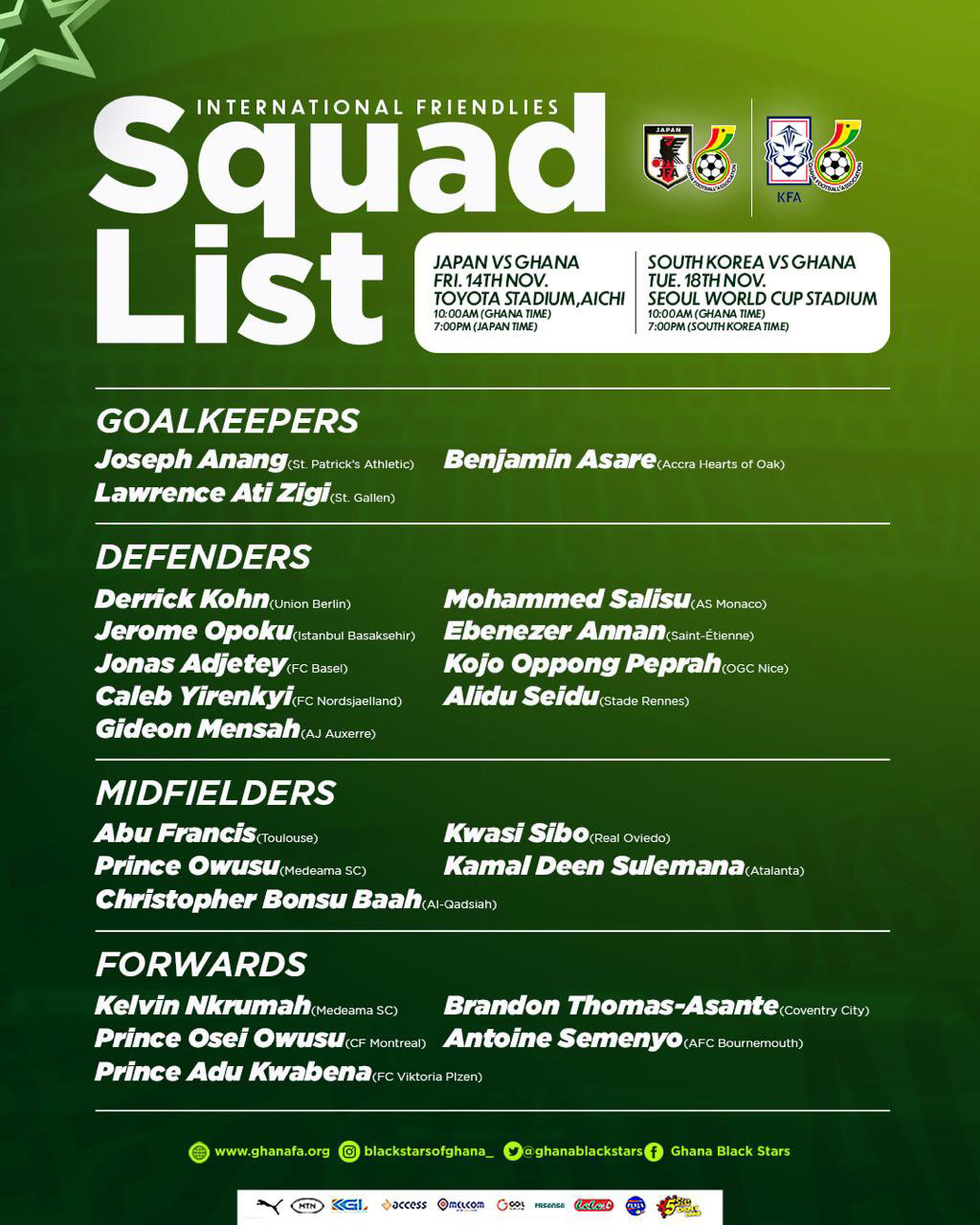 [오피셜] 홍명보호 호재 확정, 가나 에이스+중원 사령관 한국행 불발→월…