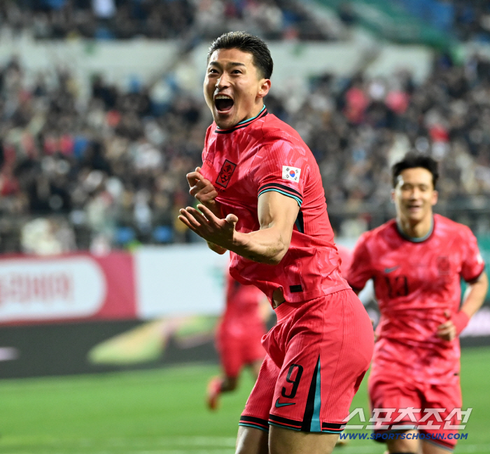 '눈물의 복귀포' 그 자체가 드라마! 홍명보 감독 배려→22개월 만의 포효, 조규성