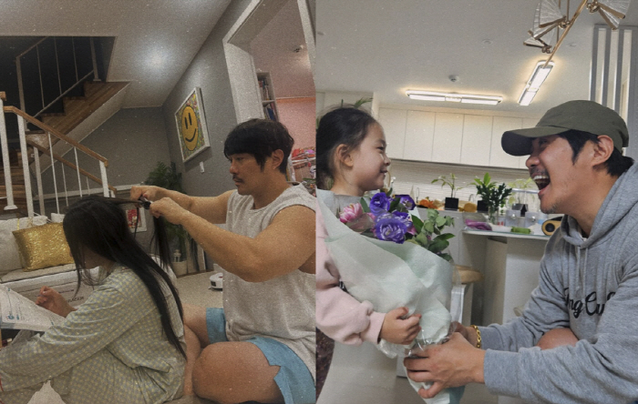 KCM, 13세·3세 딸 당당하게 첫 공개...머리 해주는 아빠 "미용사…