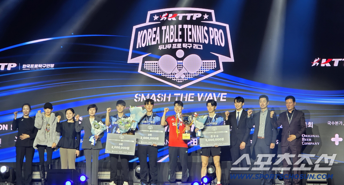 "압도적 에이스,짜릿한 상의탈의!" 장우진,프로탁구리그 男단식 초대 챔피…
