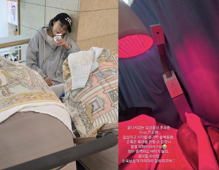 '쌍둥이맘' 임라라, 산후 출혈 겨우 회복했는데..또 병원行 "건초염 증…