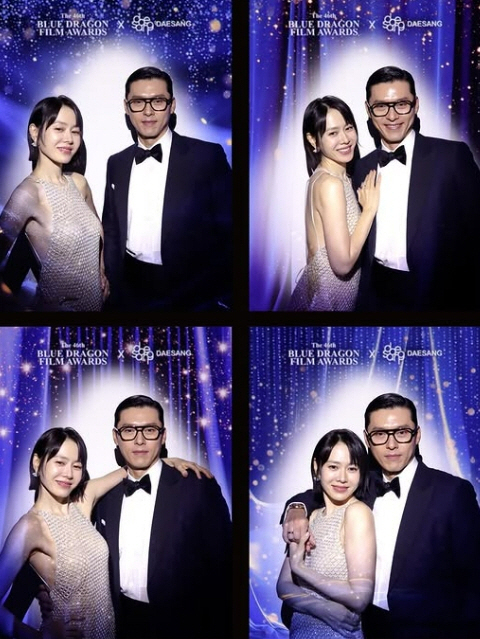 손예진♥현빈, 밀착 포옹 네컷사진 떴다! '청룡 4관왕 부부' 위엄