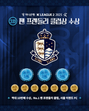 '팬서비스는 우리가 1등' 서울 이랜드, 올 시즌 팬프렌들리 클럽상 '1~3차 싹쓸이'