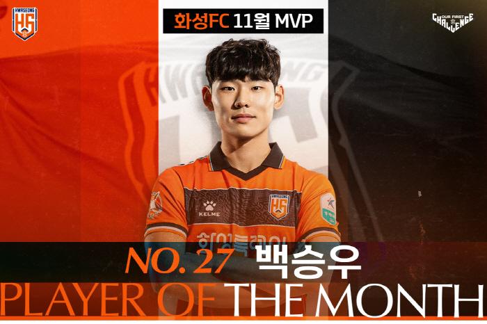 K리그2 화성FC 백승우, 팬들이 뽑은 11월 MVP 선정!