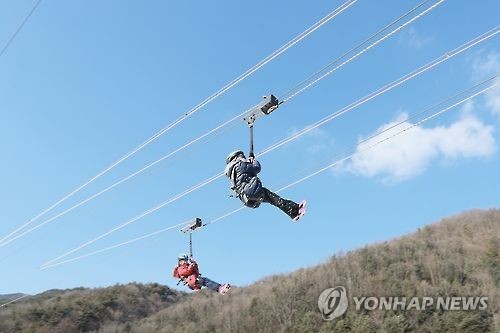 청주 옥화휴양림에 333ｍ 길이 짚트랙 설치…내년 3월 개장