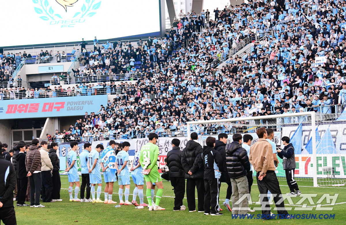 선수와 감독, 구단 수뇌부 모두 고개 숙였다...대구, 응원과 비판 공존…