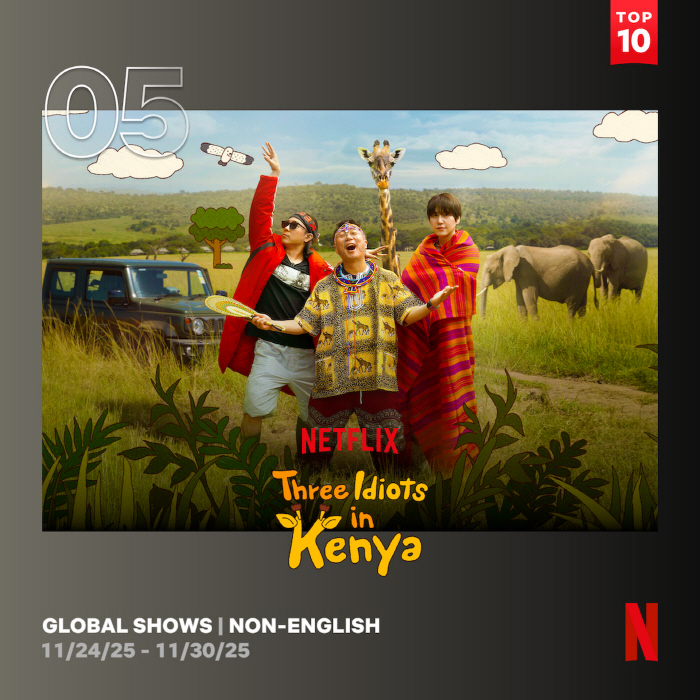 [공식] 나영석 사단 '케냐 간 세끼' 넷플릭스 글로벌 톱10 비영어 5위