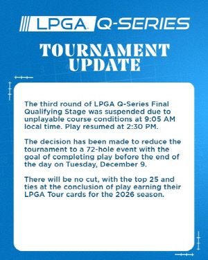 LPGA 투어 퀄리파잉 시리즈 일정 연일 차질…72홀 축소