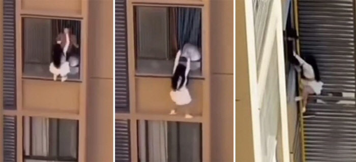 불륜남 아내 귀가에 10층 외벽 타고 달아난 여성…"스파이더걸 같다"