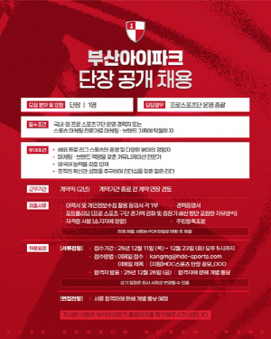 K리그2 부산 단장 공개 채용…23일까지 지원서 접수