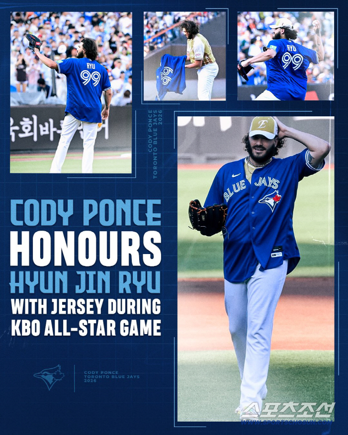 류현진과 폰세의 인연이 한화에서 토론토까지. 구단 SNS에 류현진 저지 입은 폰세 게시