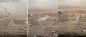 브라질 24m '자유의 여신상' 강풍에 붕괴…시속 90㎞ 이상 돌풍 불어