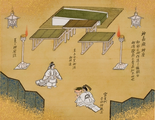 수확한 곡식을 신에게 바치는 제사인 '니이나메사이' 장면 [일본 도쿄국립박물관 제공. 재판매 및 DB 금지]