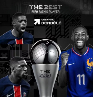 [오피셜]'강인아, 형 또 받았어!' 뎀벨레, '발롱도르'에 이어 'FIFA 올해의 선수상'까지 '싹쓸이'...2025년은 PSG 천하