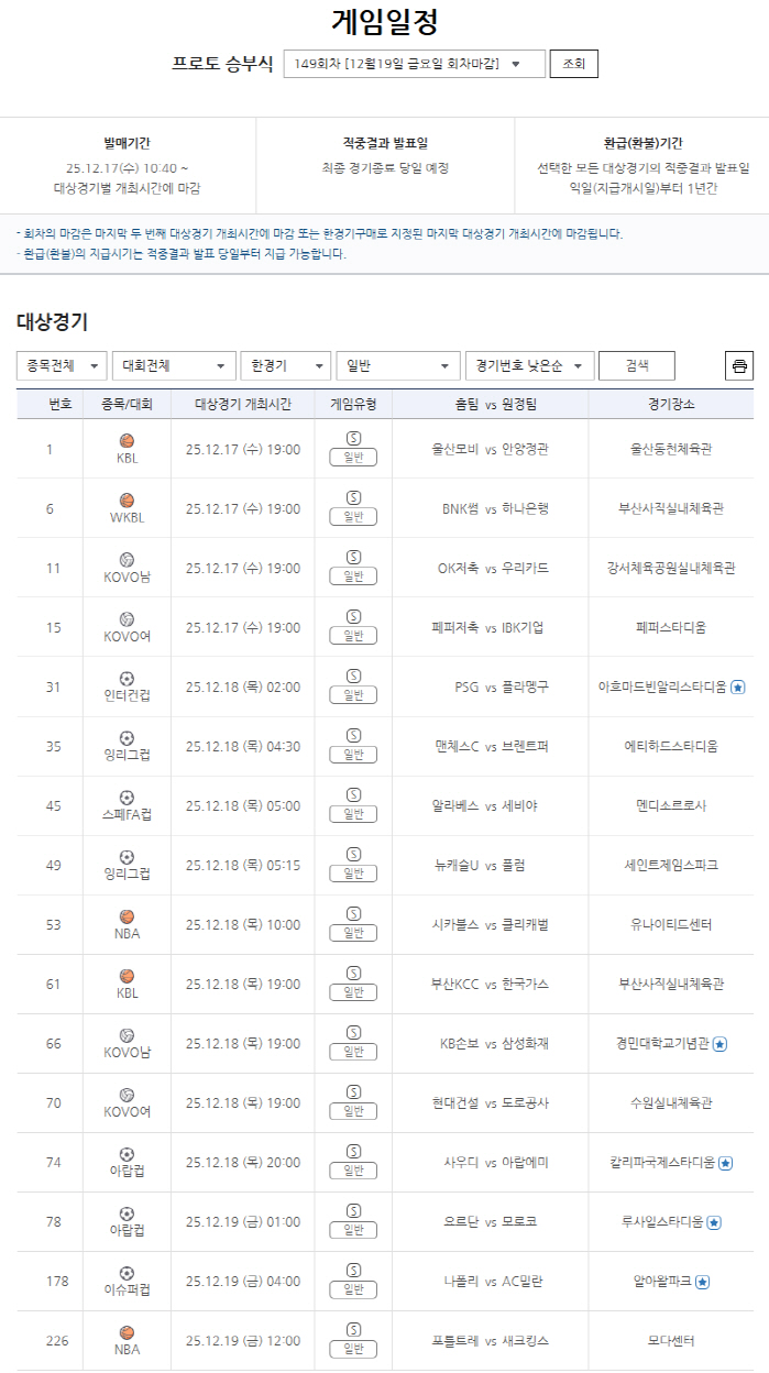 연말 스포츠관전, 프로토 승부식 소액 구매로 건전하게 즐긴다