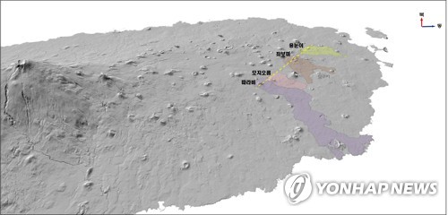 제주 동부산간 일렬 오름들, 1만5천년 전 동일지각 균열로 형성