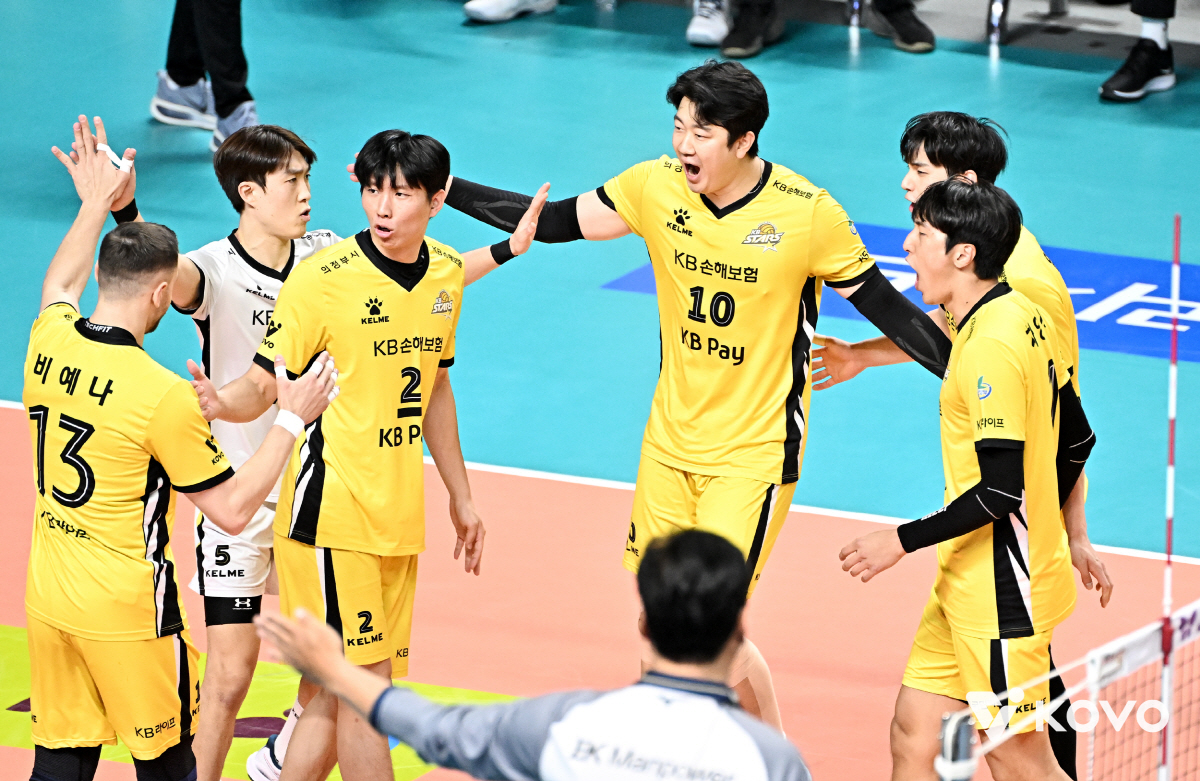 밥 같이 먹기로 했는데.. 이렇게 지다니! → 우리카드, KB손해보험에 …