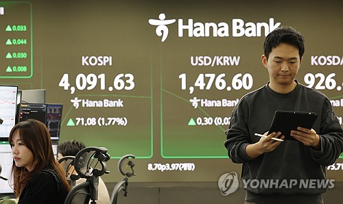 '산타랠리 오나'…코스피, 반도체주 강세 속 한때 4,100선 회복