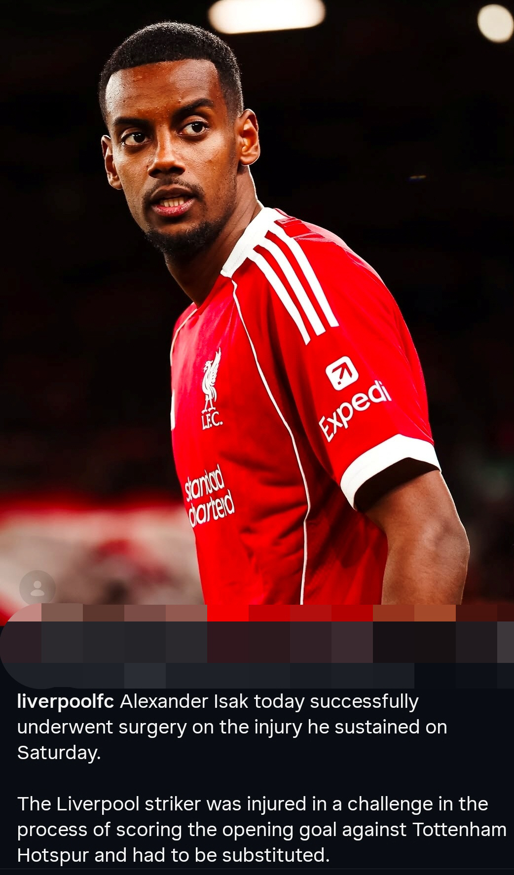 "리버풀 안풀리네" 골 넣고→토트넘CB 태클에 쓰러진 이삭,결국 수술대.…