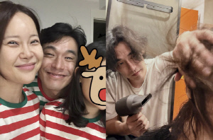 백지영, 결혼 참 잘했네...♥정석원, 아내 머리 말려주는 다정 남편 