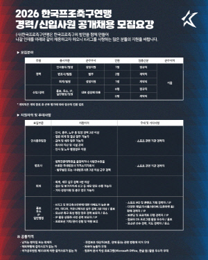 한국프로축구연맹, 신입 및 경력사원 공개 채용