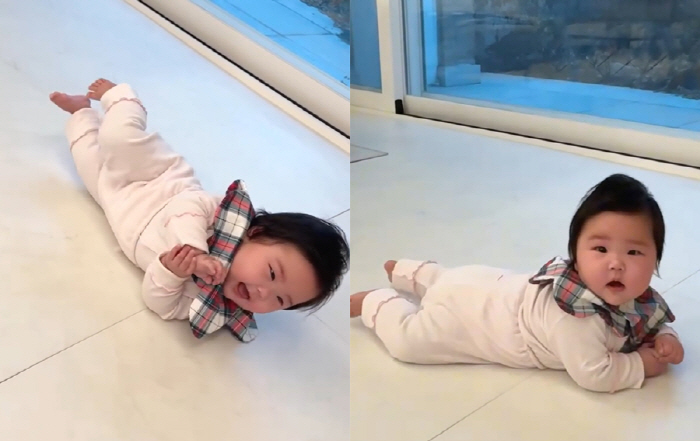 레이디제인, 168일된 쌍둥이 기쁜 소식 전했다..."첫 뒤집기 성공한 …