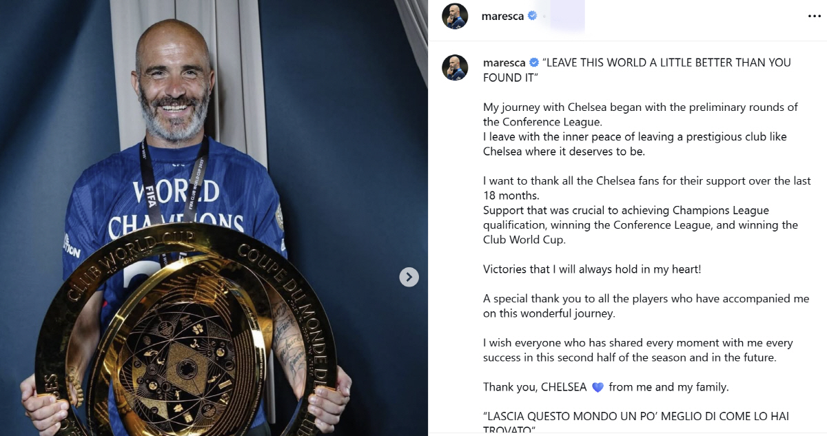 "더 나은 첼시 남기고 떠나다" '후임'로세티어 선임→마침낸 입 연 마레…