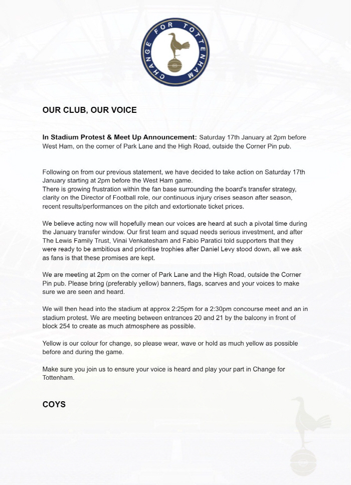 [공식성명]'이럴 수가' 손흥민 있을 때는 안 그랬는데...토트넘 초유의 사태, 팬클럽 시위 선언 