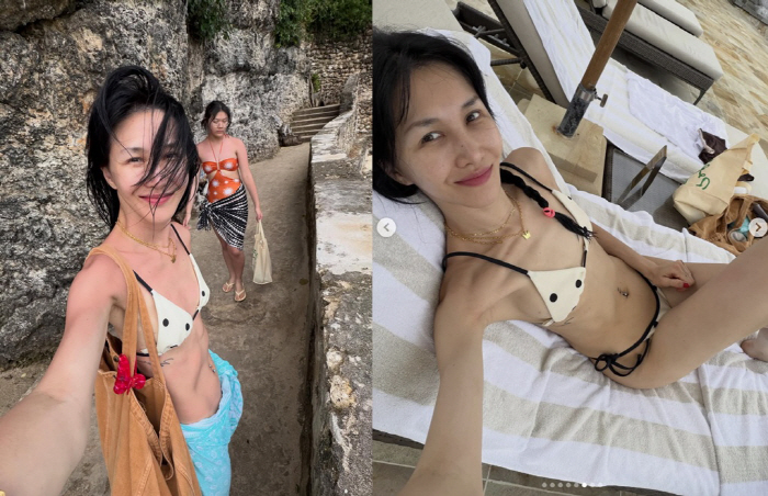'엄태웅♥' 윤혜진, 갈비뼈 드러난 비키니 자태..딸과 발리 여행 근황