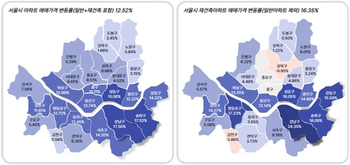 부동산R114 "작년 강남구 재건축아파트 매매가 평당 1억원 돌파"